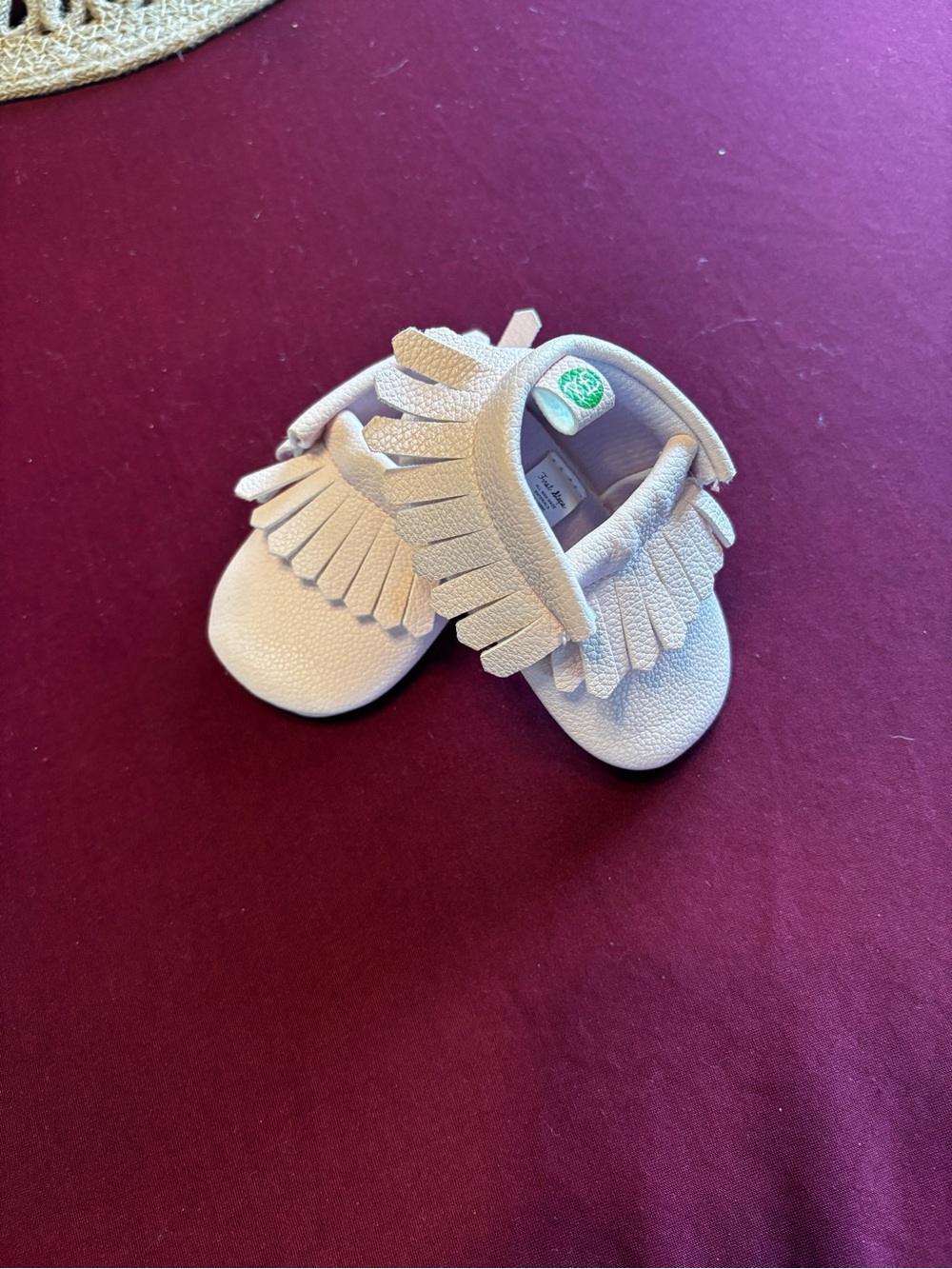 First steps Kids Pink Fringe Moccasin Baby Shoes size 3.   6 to 9 months